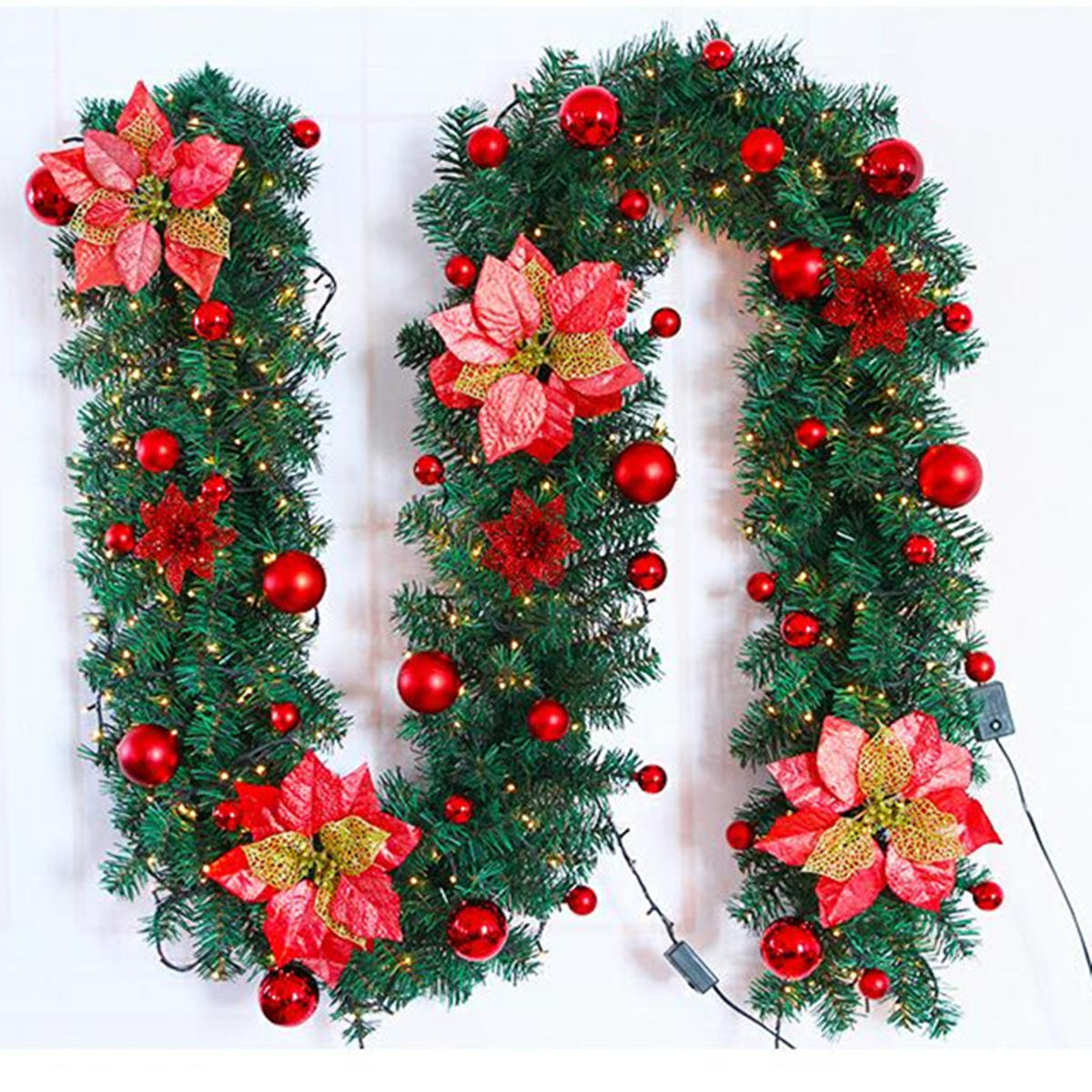 2.7m christmas decor ornaments christmas tree garland rattan bows cane home wall pine ...