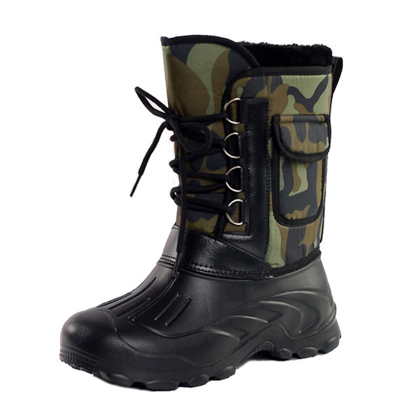 US Size 8-11 Men Shoes Camo Hunting Boots Waterproof Faux Fur Lining ...