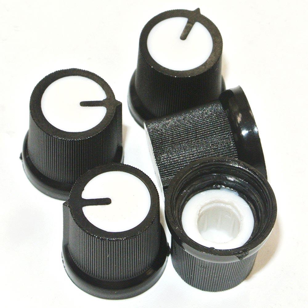 10PCS New Black Knob Blue Face Plastic for Rotary Taper Potentiometer Hole 6mm