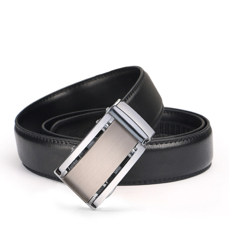 125cm mens automatic buckle business two-layer leather belt at Banggood