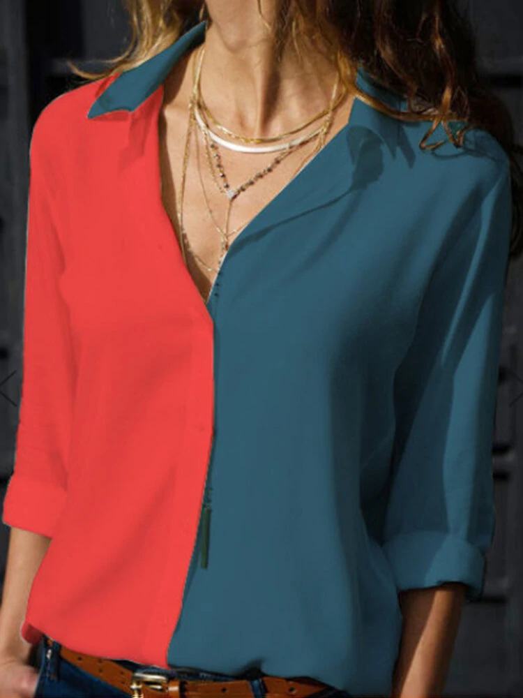 Risultati immagini per /Women-Long-Sleeve-Color-Stitching-Lapel-Shirts-p-1441496