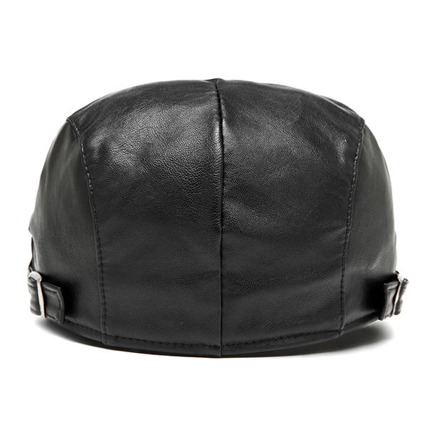 men women vintage pu leather beret cap casual winter windproof hat ...