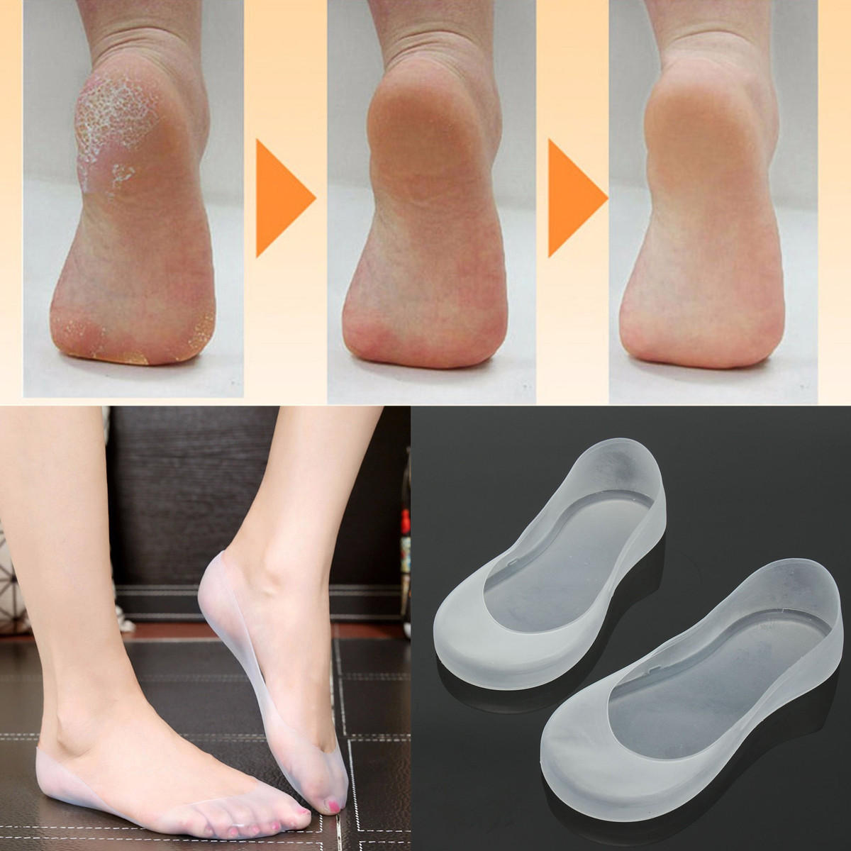 full length silicone anti friction gel moisturizing sock foe foot crack ...
