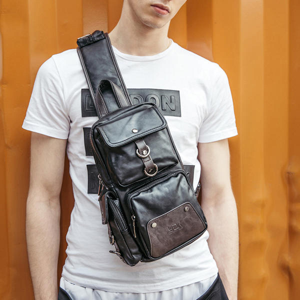 men chest bag black shoulder bag multi pocket crossboby bag at Banggood