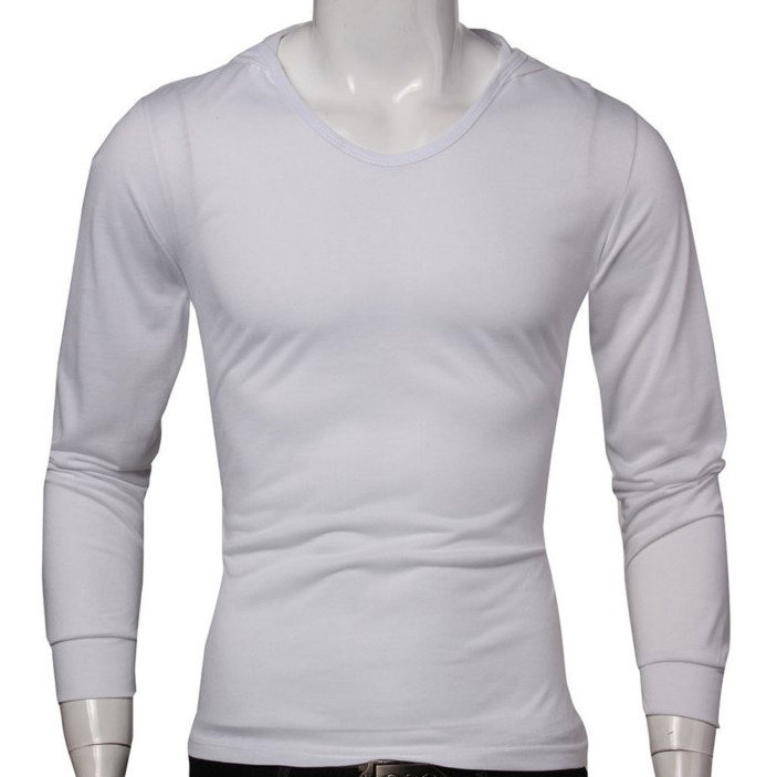 Stylish Mens Casual Slim Long-Sleeved Hoodie T-Shirt - US$10.99 sold out
