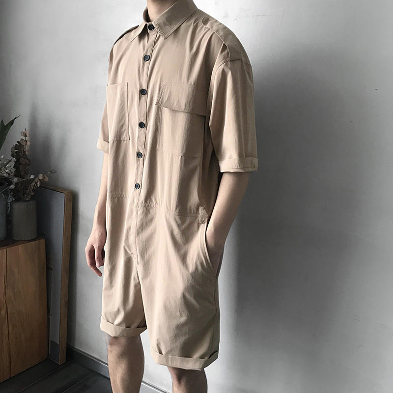 mens military style pockets workwear rompers belt overalls at Banggood