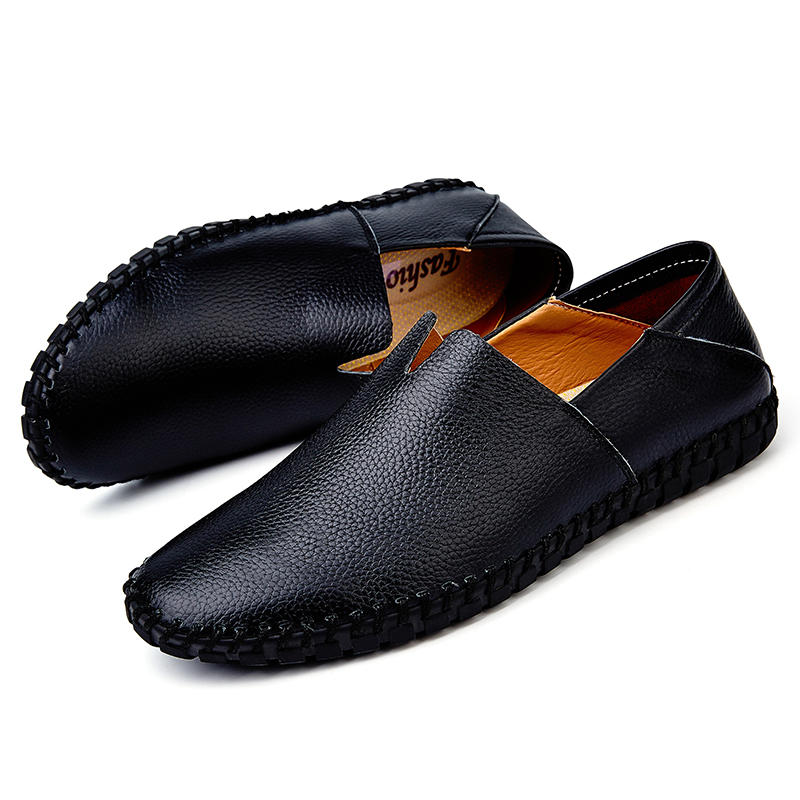 large size men soft sole genuine leather flats loafers at Banggood