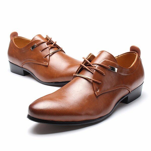 large size men business dress shoes pointed leather oxfords at Banggood