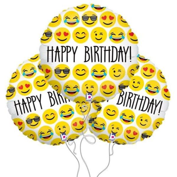 3Pcs 18inch Happy Birthday Expression Balloon Emoji Foil Ballon For Birthday Party Decoration Balloo