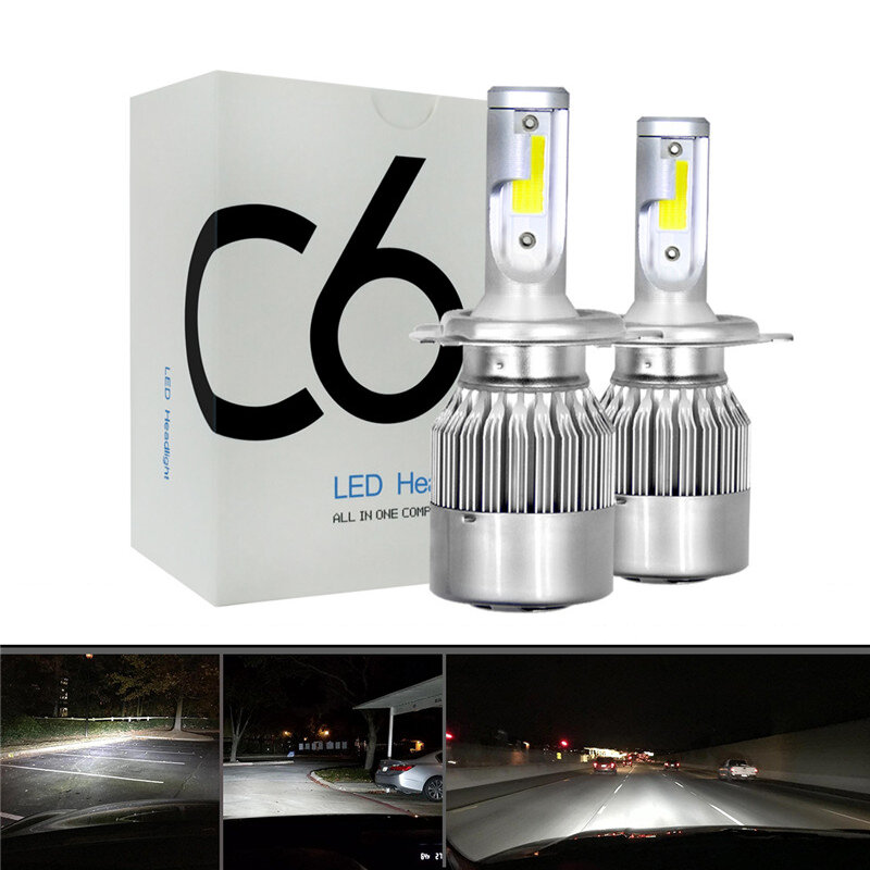 2pcs H1 72W 7600LM Power COB Car White LED Fog Light Headlight Lamp Bulbs 6000K