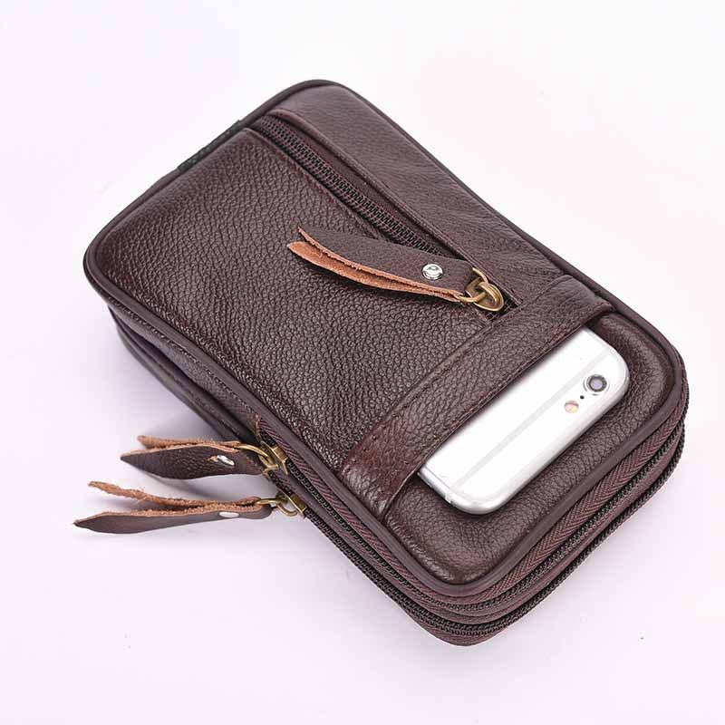 outdoor fashion vertical leather men waist pack portable zip coin purse ...