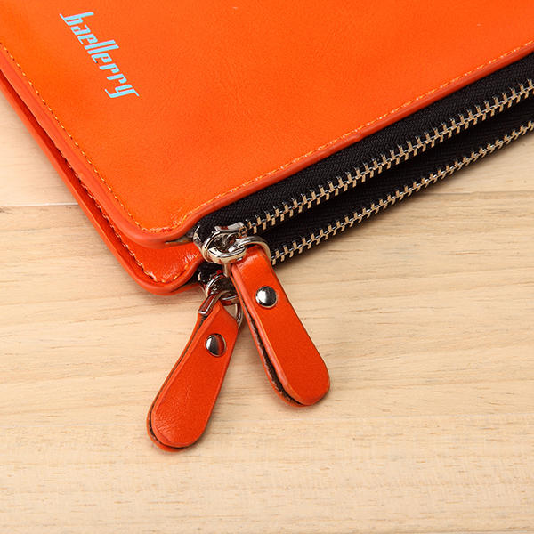 women waxy ultra thin leather long purse multi card holder at Banggood
