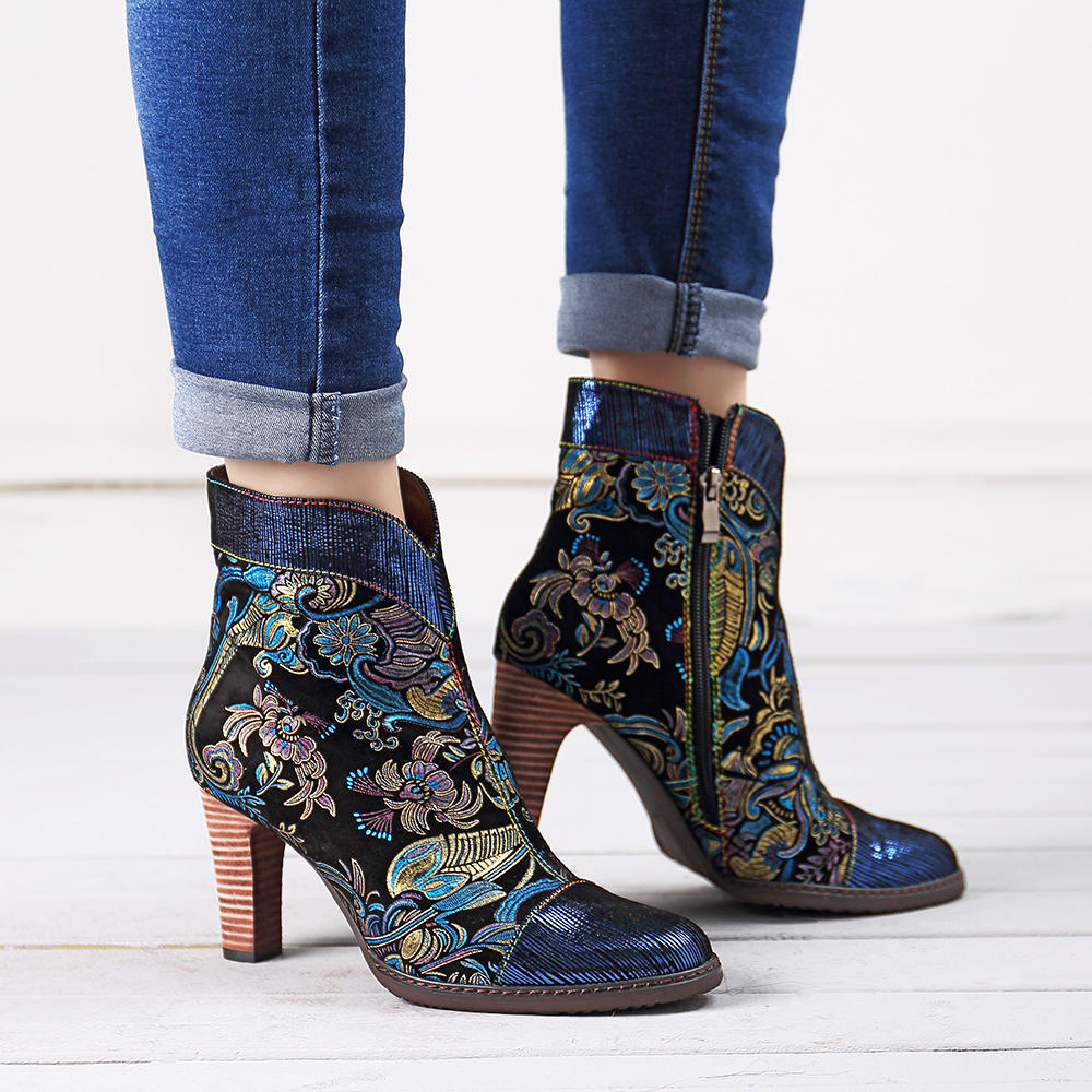 socofy bohemian leather boots