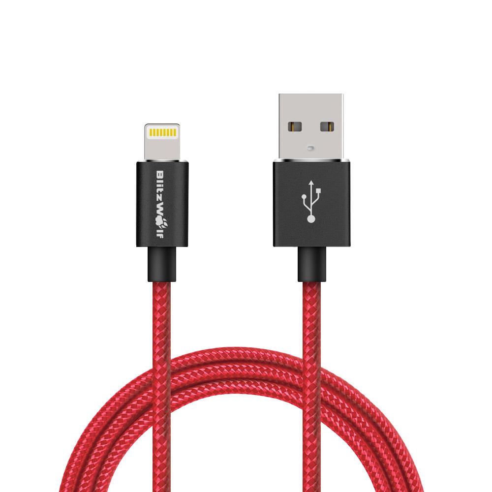 best price,blitzwolf,bw,mf5,2.4a,lightning,cable,1m,red,discount