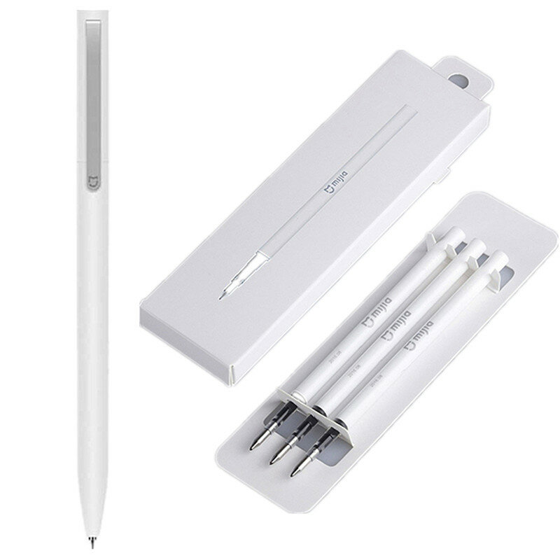 best price,xiaomi,mijia,smooth,0.5mm,pen,with,3pcs,black,ink,refill,coupon,price,discount