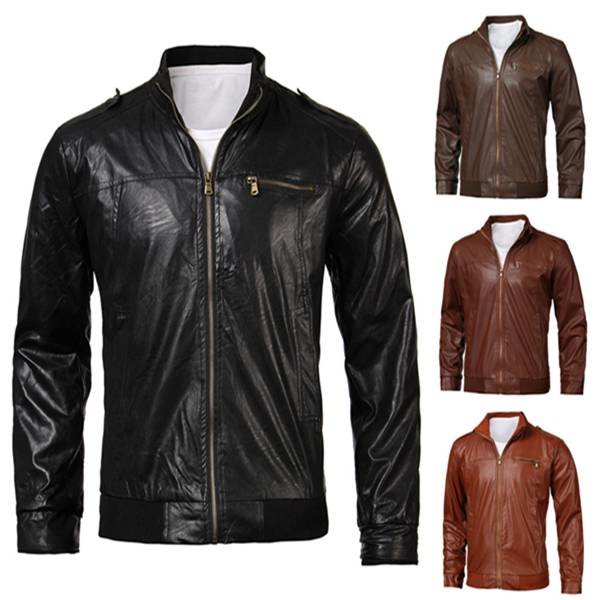 Men's Fashion Slim Casual Faux Leather Zipper Motorcycle Jacket - US$34 ...