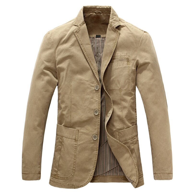 casual business big pockets suit collar cotton blazer jacket at Banggood