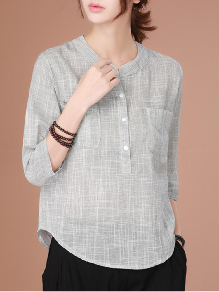half button minimalist blouse at Banggood