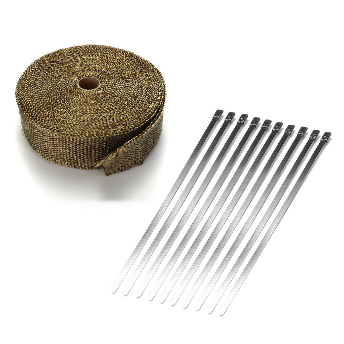 5m /10m /15m exhaust header heat pipe wrap tape w/ 10 stainless steel