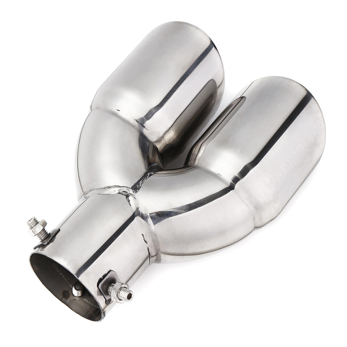 universal silver double outlet exhaust muffler tip end tail pipe Sale