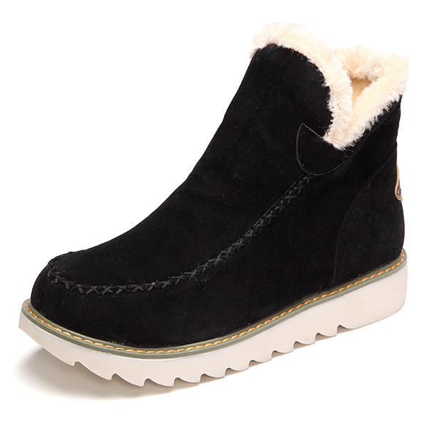 Big Size Snow Boots Pure Color Warm Fur Lining Winter Ankle For Women ...
