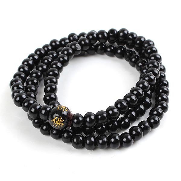 Bois de santal bouddha prière collier perle bracelet noir