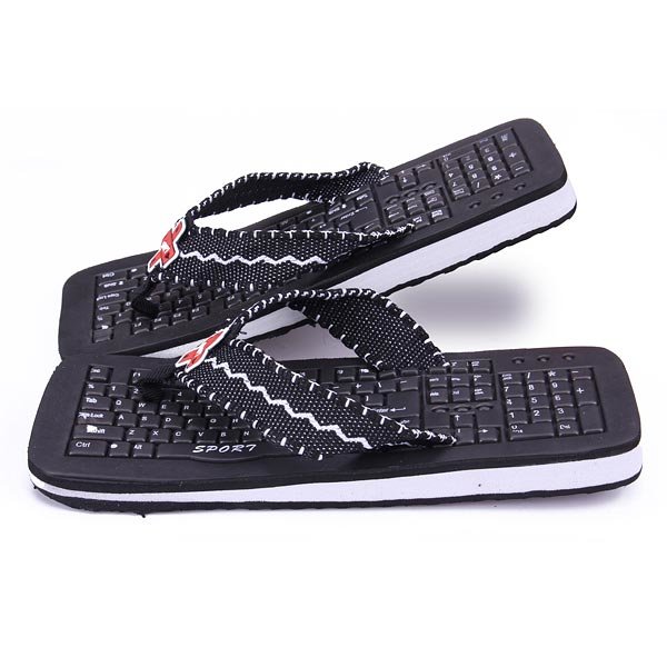 Black Keyboard Slippers Flip Flops - US$8.99 sold out
