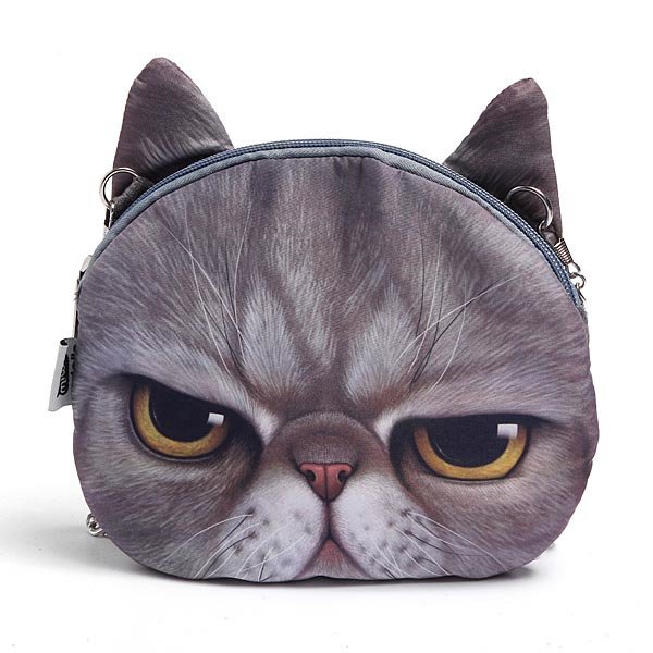 Women Cute Cartoon Cat Head Pattern Shoulder Bag Chain Cross Body Bag - US$16.77 sold out
