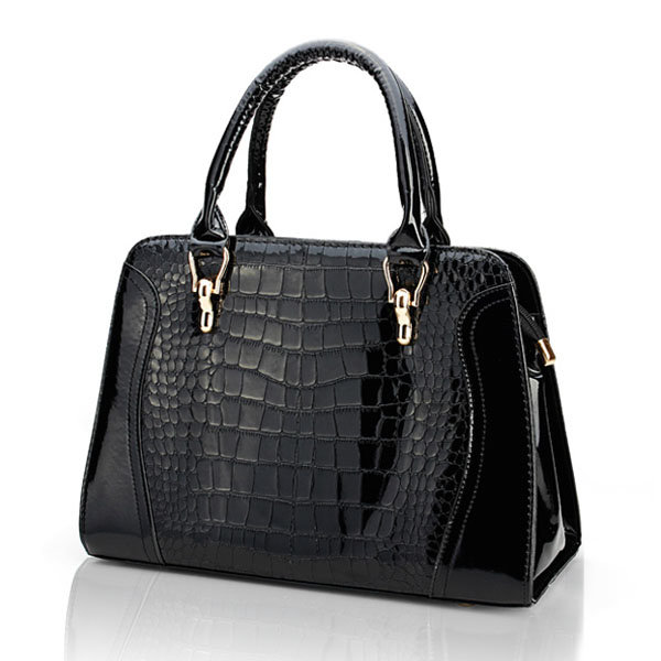 Fashion Crocodile Pattern PU Women's Handbag Patent Leather Bag - US$37 ...