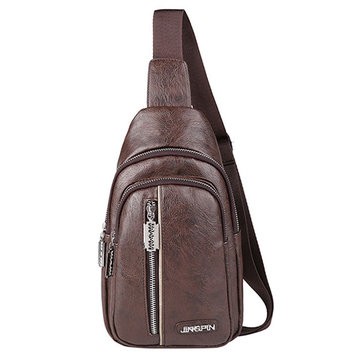 Men Leather Sling bag Crossbody Bag Large Capacity Chest Bag Shoulder ...