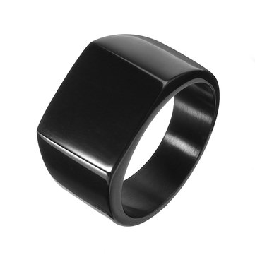 Fashion Silver Black Titanium Steel Finger Ring Square Polished Ring ...