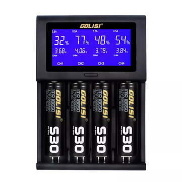 16.99 for GOLISI i4 LCD Screen 2A Fast USB Battery Charger For 18650 26650 14500 Battery