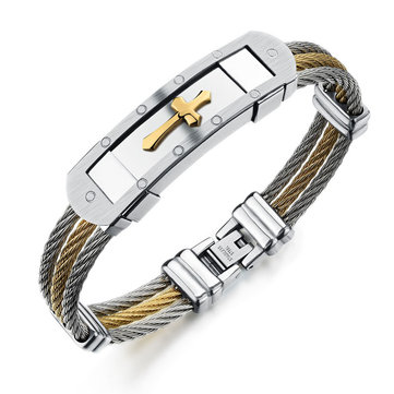 316L Stainless Steel Cross Bracelet Wristband Jewelry Best Gift For Men