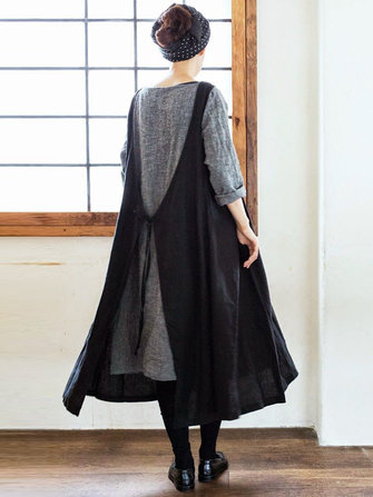 Risultati immagini per Women-Muti-Way-Japanese-Style-Cotton-Solid-Apron-Dress-with-Pockets-p-1391775