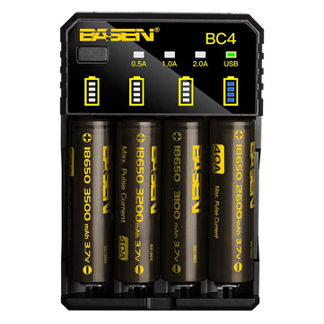 Basen BC4 Li-ion Battery Charger for 18650 26650 20700 21700 14500 18350 10440 Battery 4Slots