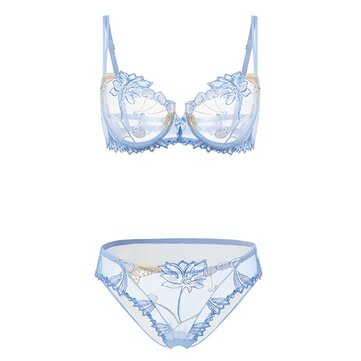 Sexy Lace Bow-tied Cross Belt Bra Perspective Underwire Adjusted Bra ...