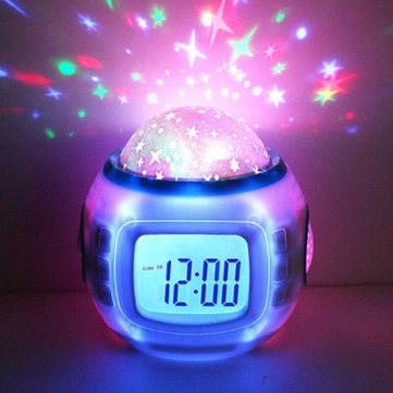 Risultati immagini per banggood Music Star Sky Digital Clock Led Projector Alarm Clock Calendar Colorful Night Light