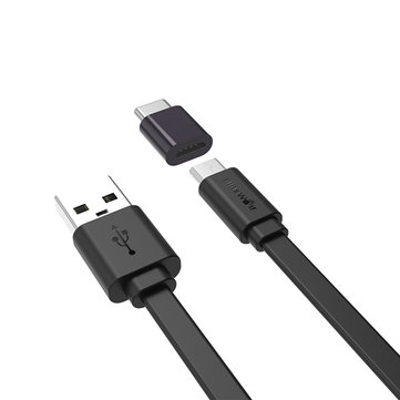 29% OFF For Blitzwolf BW-MT2 Micro USB Flat Fast Charging Data Cable With Type C Adapter For Phone Tablet