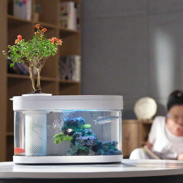 Xiaomi Geometry Fish Tank Aquaponics Ecosystem Small Water Garden Ecological Fish Tank Aquarium Transparent Aquarium