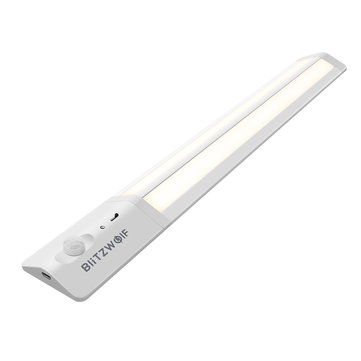[Upgrade Version] BlitzWolf� BW-LT8 PIR Light Motion Sensor LED Cabinet Light Removable Lithium Battery 3000K Color Temperature for Bathroom Bedroom Storage Room Stick-on Stairs Step Light Bar