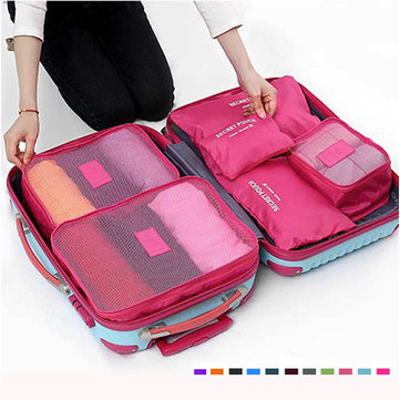 6Pcs Waterproof Cube Travel Storage Bags Clothes Pouch Nylon Luggage Organizer Travel