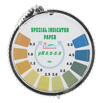 Precision PH Test Strips Roll Short Range 0.5-5.0 Indicator Paper Tester Dispenser Color Chart 5m/16.4 ft