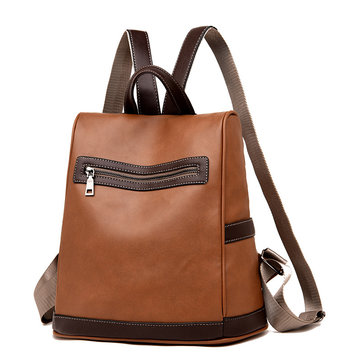 leather school bag teenage travel camping backpack waterproof shoulder ...