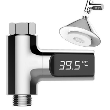 Loskii LW-101 LED Display Home Water Shower Thermometer Flow Self-Generating Electricity Water Temperture Meter