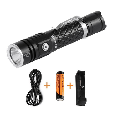 ThorFire TK18 XP-L2 1200LM Stepless Dimming Tactical UI Flashlight with 18650/USB Cable/Charger