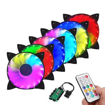 Coolman 6PCS 120mm RGB Adjustable LED Cooling Fan with Controller Remote For Computer