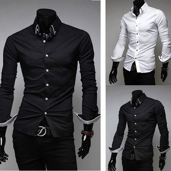 Mens Slim Fit Long Sleeve Formal Casual Shirt - US$13.29 sold out