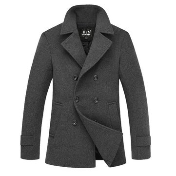 Double Breasted Winter Warm Wool Men Trench Coat Outerwear at Banggood ...