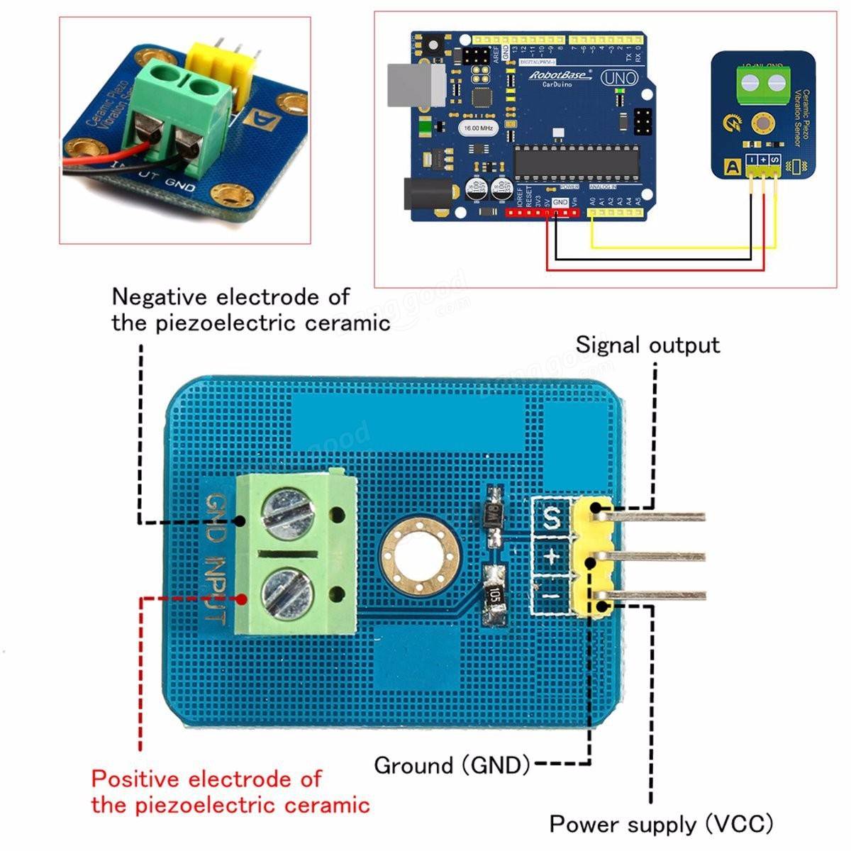 Analog Piezoelectricity Ceramic Piezo Vibration Sensor For Arduino UNO Rev3