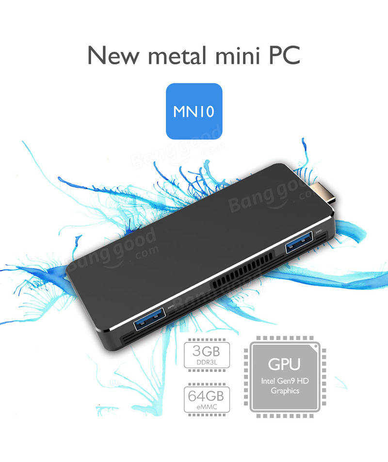 BBen MN10 Mini PC Genuine Activation Win10 Apollo Lake N3350 Dual-Core Processor 3GB Ram 64GB Emmc